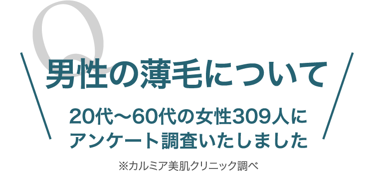 男性の薄毛について 20代～60代の女性309人にアンケート調査いたしました